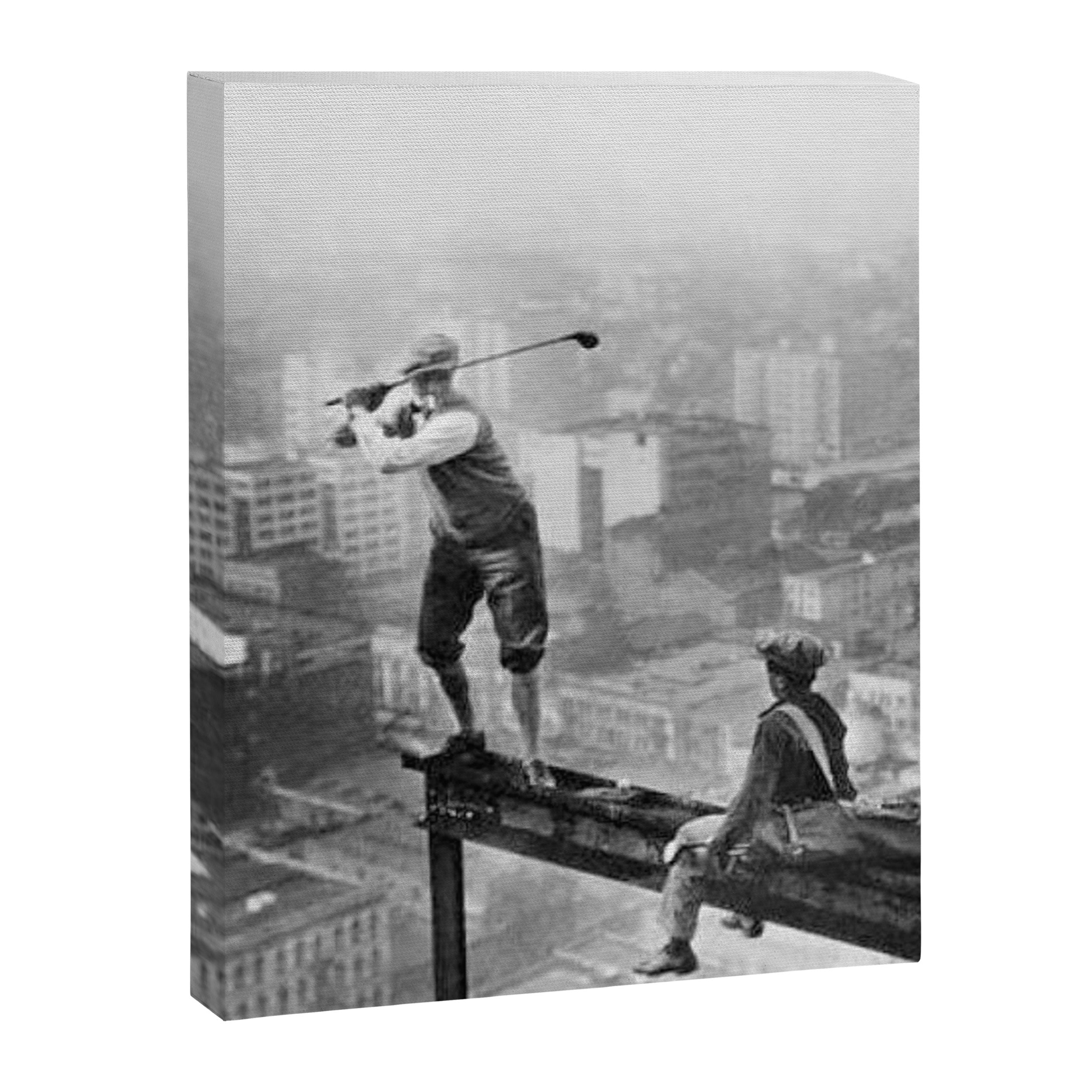 Tough Par Four - Golf Game at 1000 feet black and white photograph Canvas Print Gallery Image 8