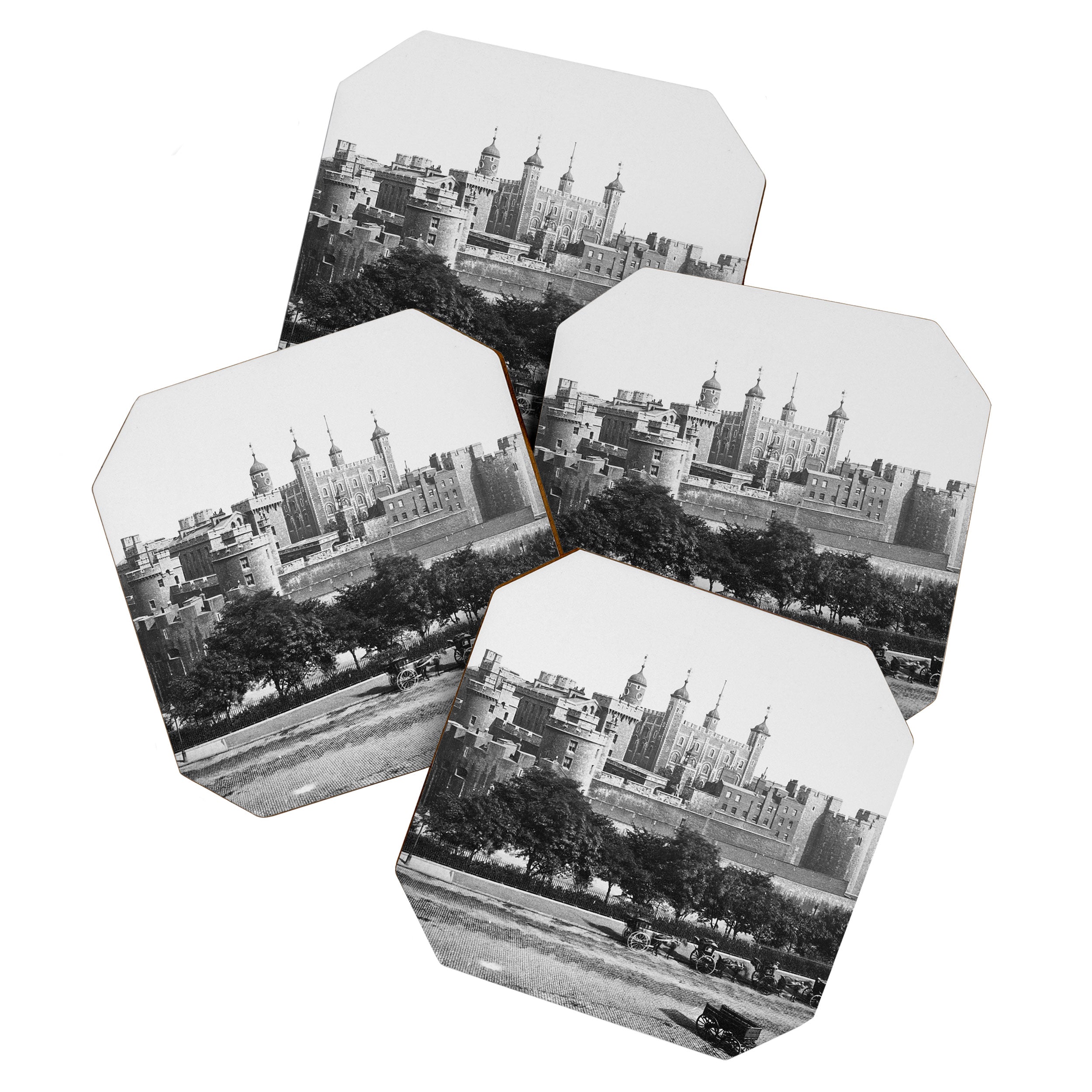 Tower of London, England, 19th Century vintage black and white photographic art print Coaster Gallery Image 1