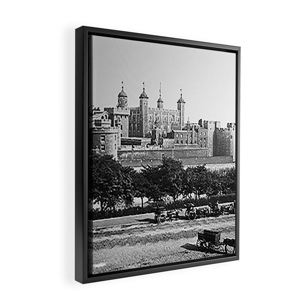 Tower of London, England, 19th Century vintage black and white photographic art print Framed Canvas Print Gallery Image 2