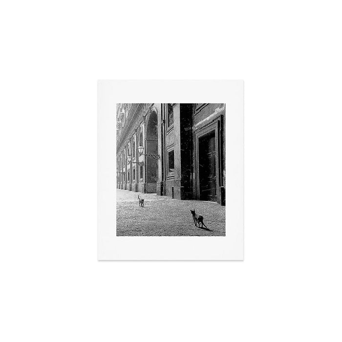 Two French Cats, Paris Left Bank black and white cityscape photograph / photography Art Print Gallery Image 1