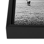 Two French Cats, Paris Left Bank black and white cityscape photograph / photography Framed Canvas Print Gallery Image 3