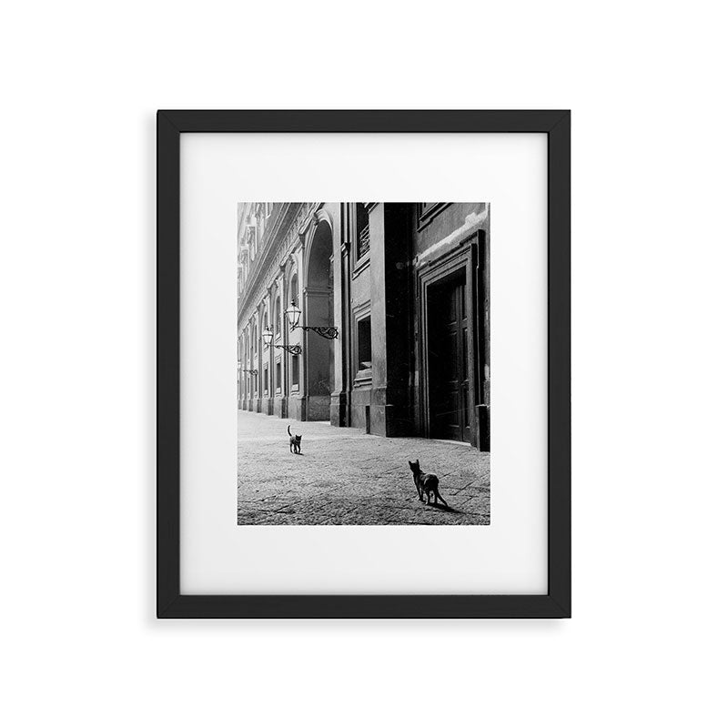 Two French Cats, Paris Left Bank black and white cityscape photograph / photography Framed Art Print Gallery Image 5