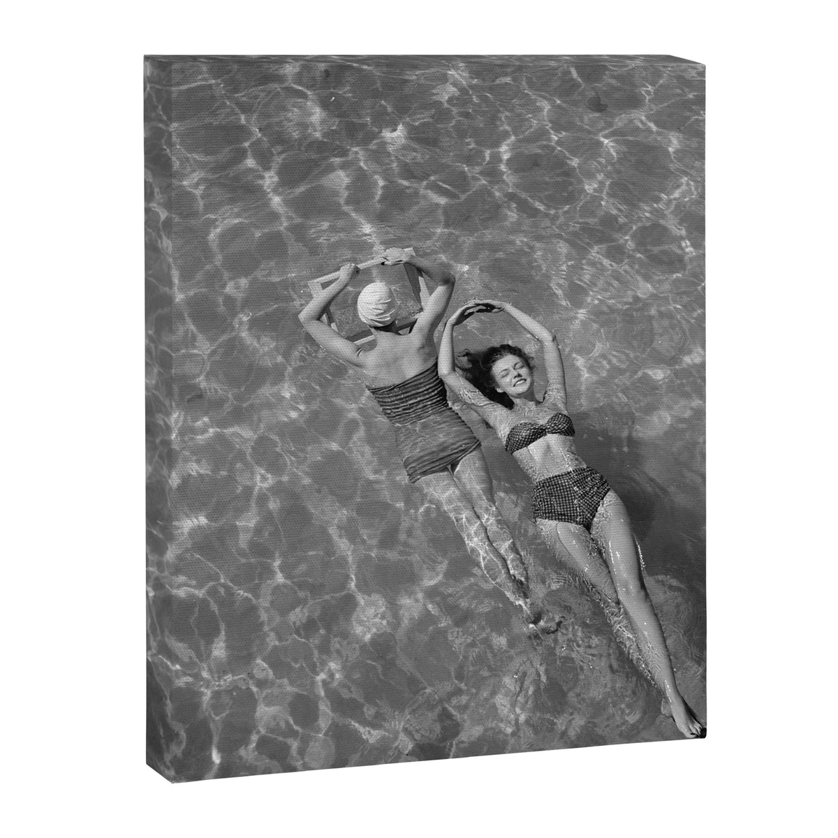 Vintage 1948 women swimming fashion photoshoot fun in the summertime black and white photographic art print Canvas Print Gallery Image 8