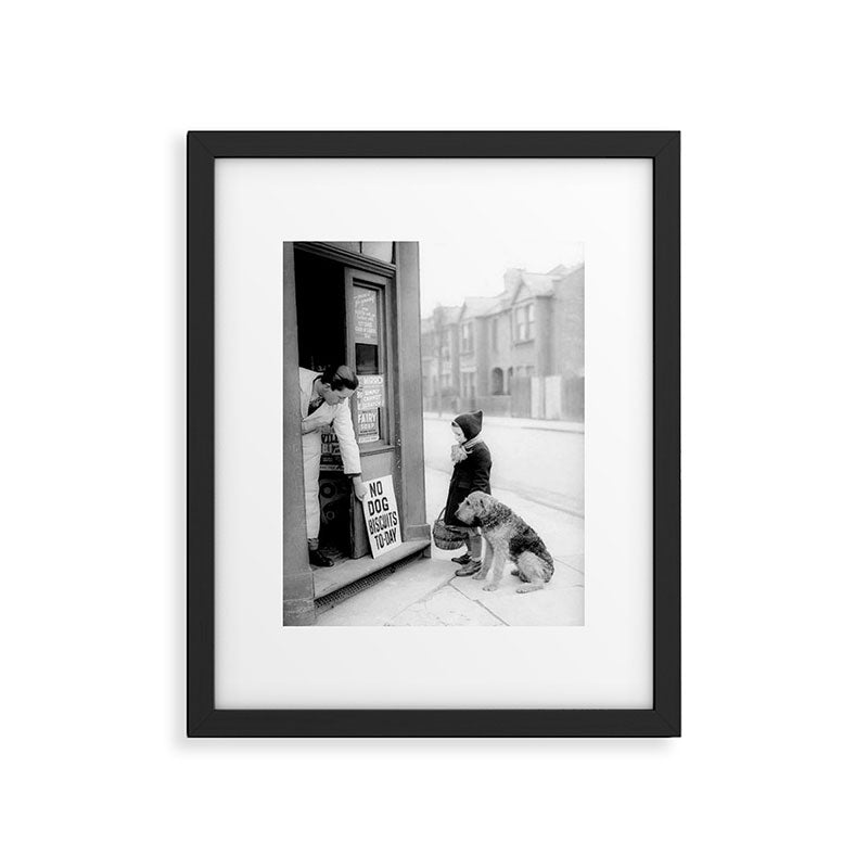 Vintage 'No Dog Biscuits Today' Humorous Little Girl, Dog, and Italian Market black and white photography / photograph Framed Art Print Gallery Image 6