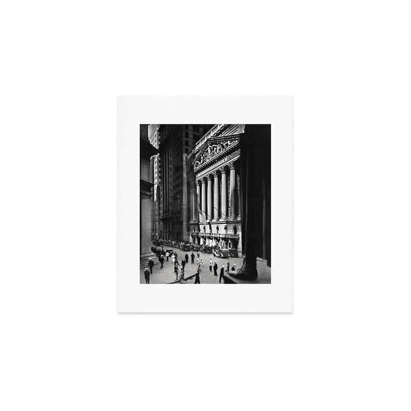 Wall Street, Stock Exchange, New York, New York black and white photograph Art Print Gallery Image 1