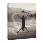 Water wings plane landing on mountain lake female portrait black and white photograph - photography - photographs Canvas Print Gallery Image 8