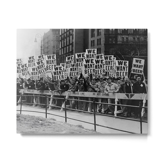 We want beer prohibition 18th amendment voldstad act protest drinking alcoholic beverages vintage photograph - photography - photographs  Metal Print Gallery Image 1