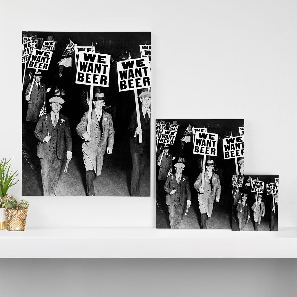We Want Beer! Protesting Against Prohibition black and white photography - photographs Canvas Print Gallery Image 3