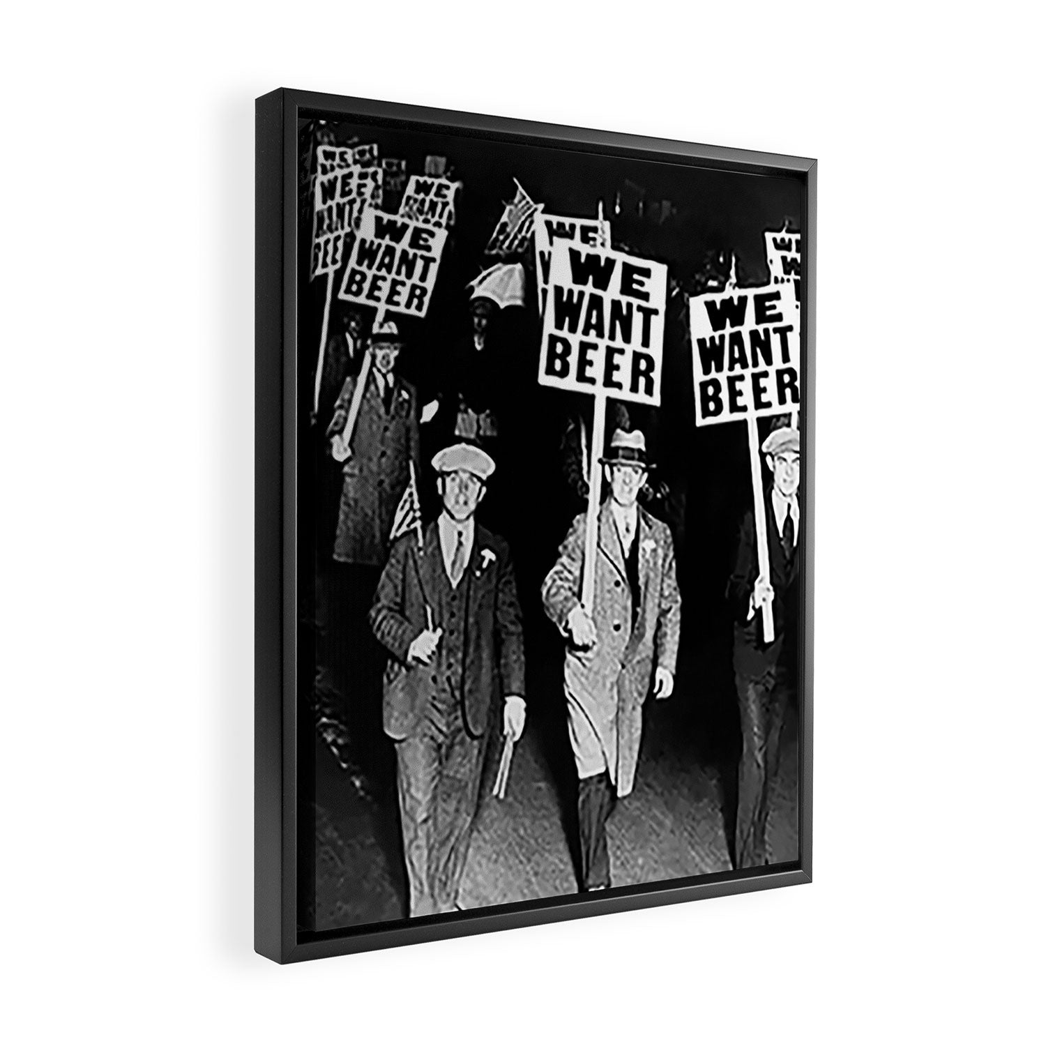 We Want Beer! Protesting Against Prohibition black and white photography - photographs Framed Canvas Print Gallery Image 2