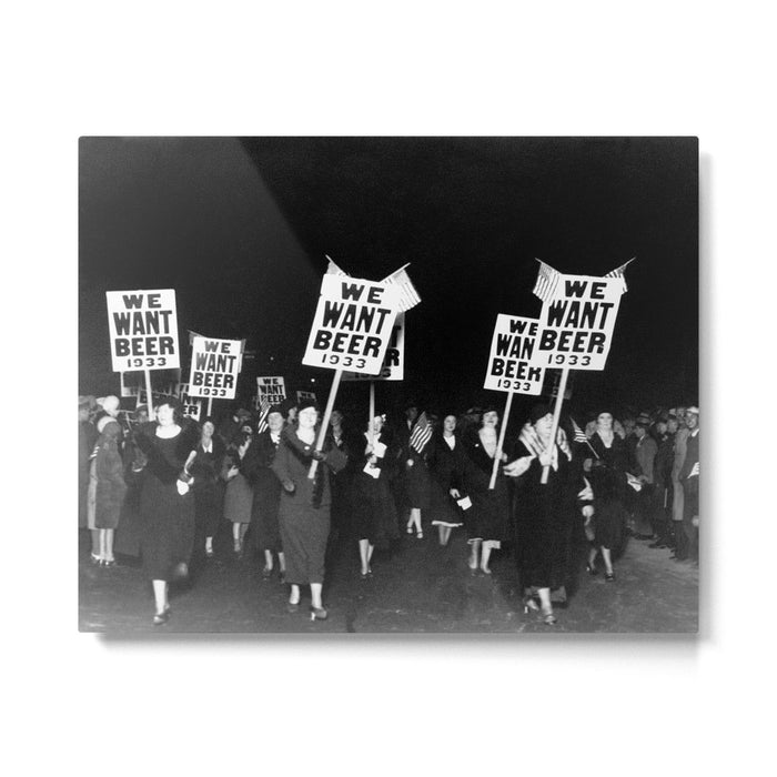 We Want Beer Too! Women Protesting Against Prohibition black and white photography - photographs Metal Print Gallery Image 1
