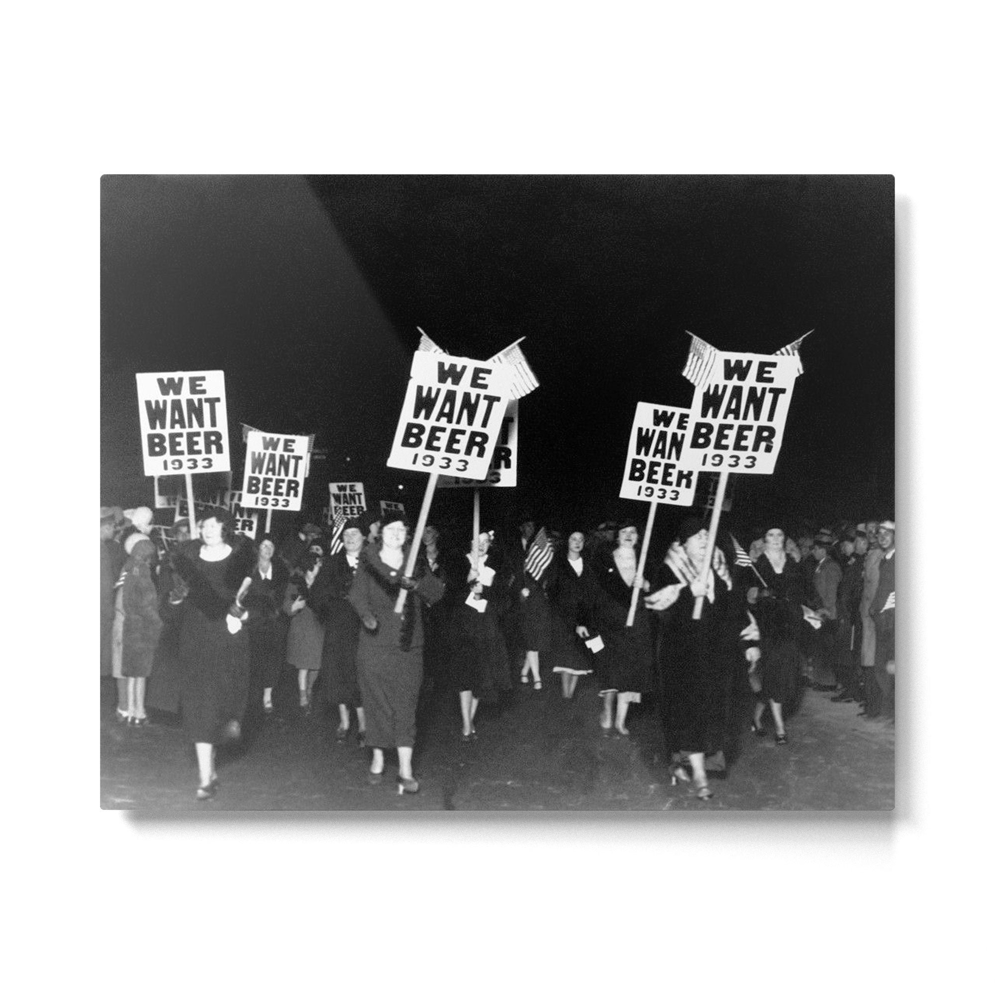 We Want Beer Too! Women Protesting Against Prohibition black and white photography - photographs Metal Print Gallery Image 6