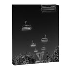 Winter ski slope chair lift amid frozen rime and ice of mountain woods beautiful landscape black and white photograph - photography - photographs Canvas Print Gallery Image 6