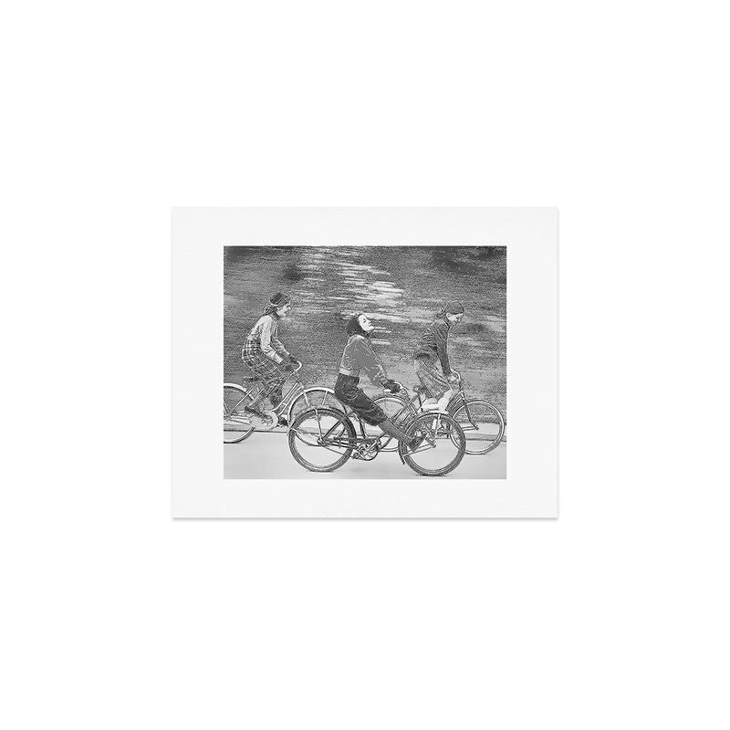 Women Riding Bicycles black and white photography / black and white photographs Art Print Gallery Image 1
