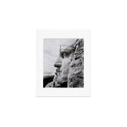 Workmen on face of George Washington, Mount Rushmore, South Dakota black and white photograph Art Print Gallery Image 1