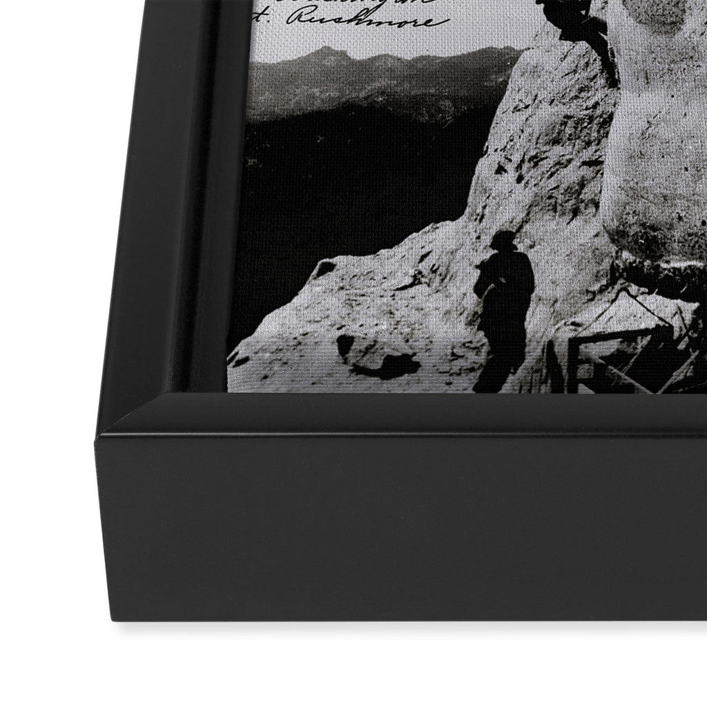 Workmen on face of George Washington, Mount Rushmore, South Dakota black and white photograph Framed Canvas Print Gallery Image 3
