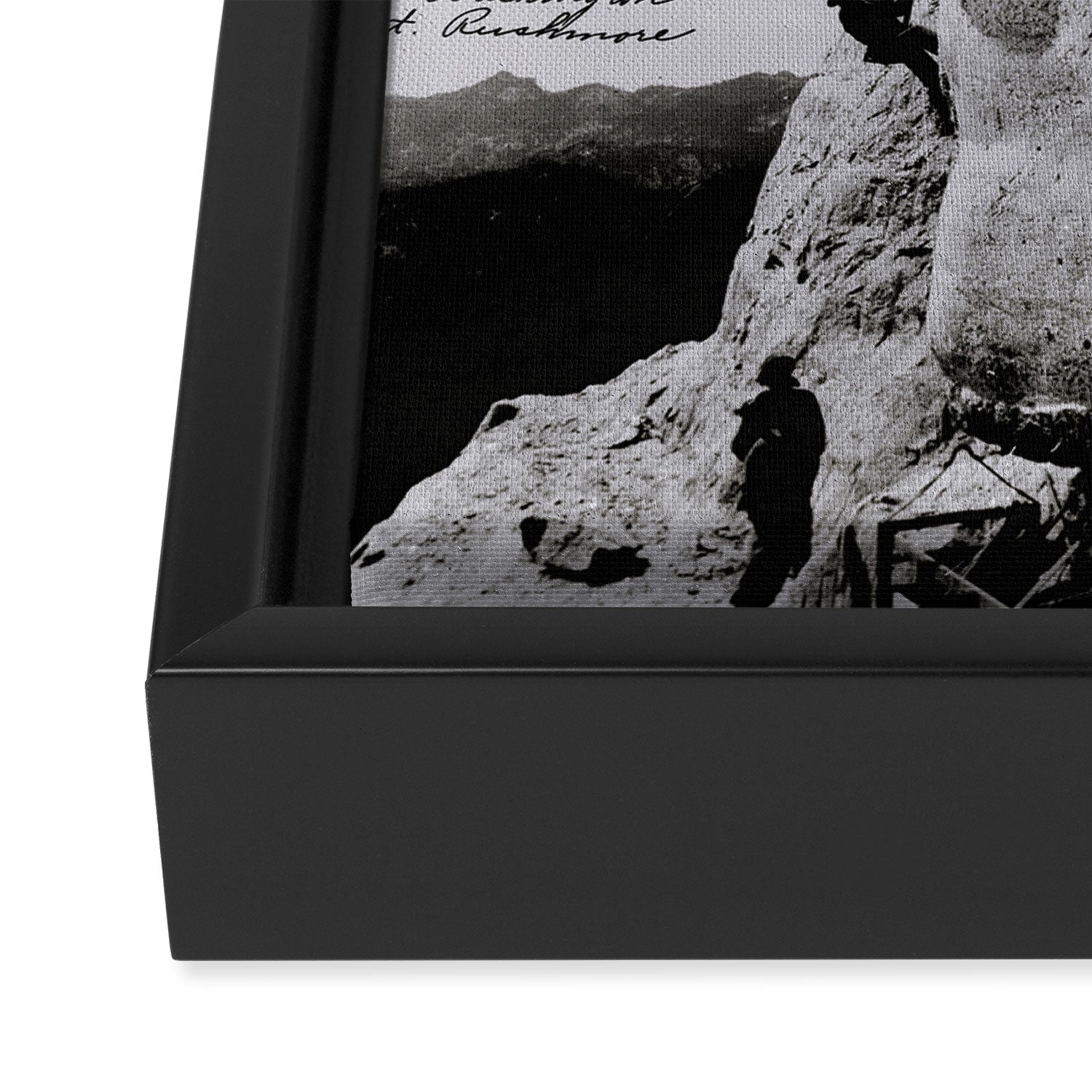 Workmen on face of George Washington, Mount Rushmore, South Dakota black and white photograph Framed Canvas Print Gallery Image 3