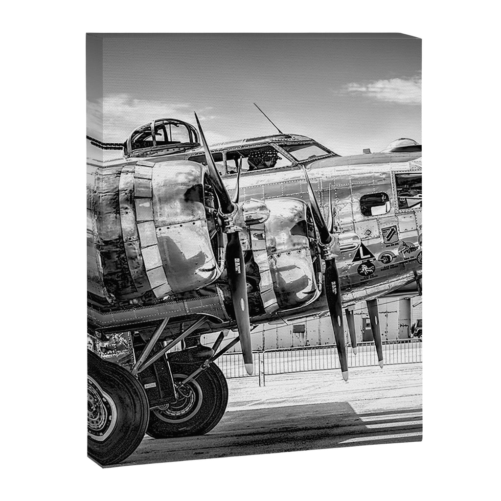 WWII Flying Fortress aviation bomber airplane flight portrait black and white photograph - photography - photographs Canvas Print Gallery Image 6
