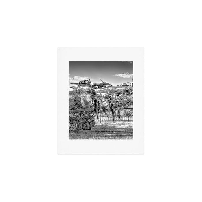 WWII Flying Fortress aviation bomber airplane flight portrait black and white photograph - photography - photographs Art Print Gallery Image 1
