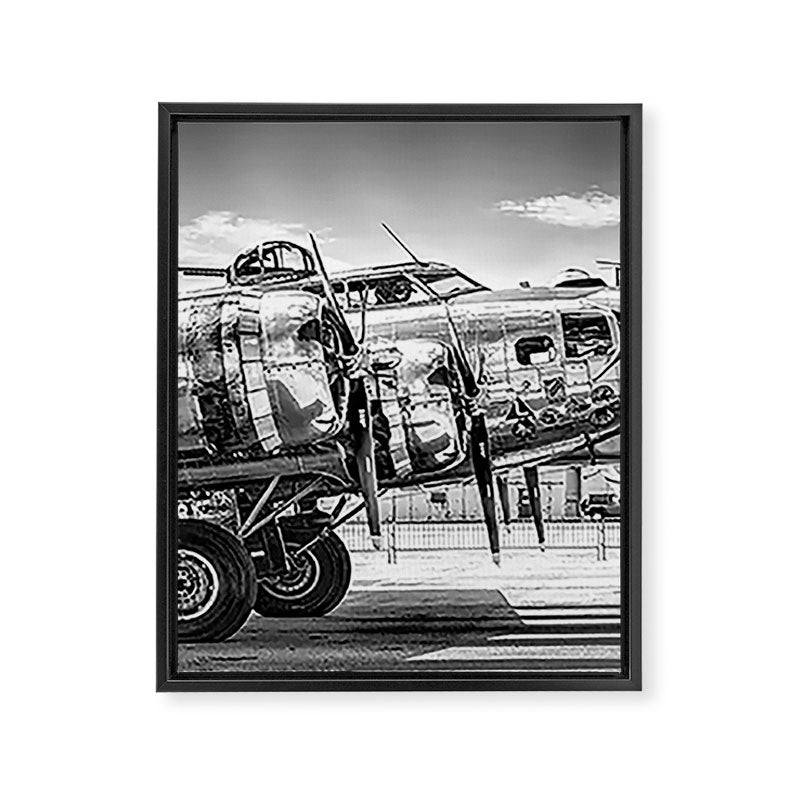 WWII Flying Fortress aviation bomber airplane flight portrait black and white photograph - photography - photographs Framed Canvas Print Gallery Image 6