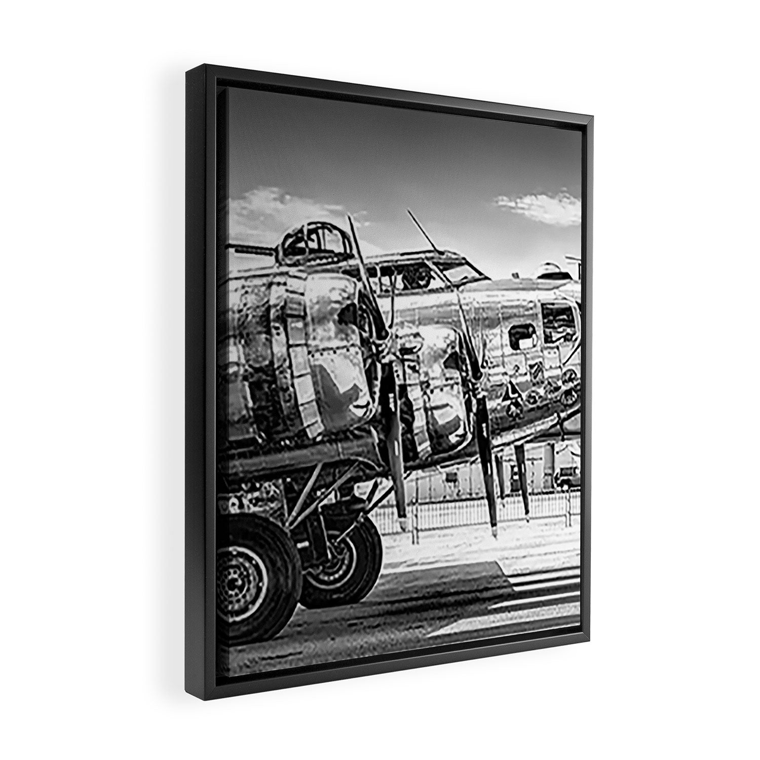 WWII Flying Fortress aviation bomber airplane flight portrait black and white photograph - photography - photographs Framed Canvas Print Gallery Image 2