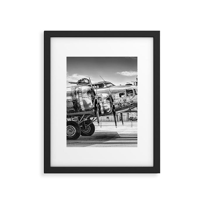 WWII Flying Fortress aviation bomber airplane flight portrait black and white photograph - photography - photographs Framed Art Print Gallery Image 1