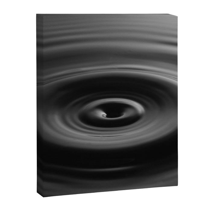 Zen water droplet in pool of water black and white inspirational photograph art print Canvas Print Gallery Image 1