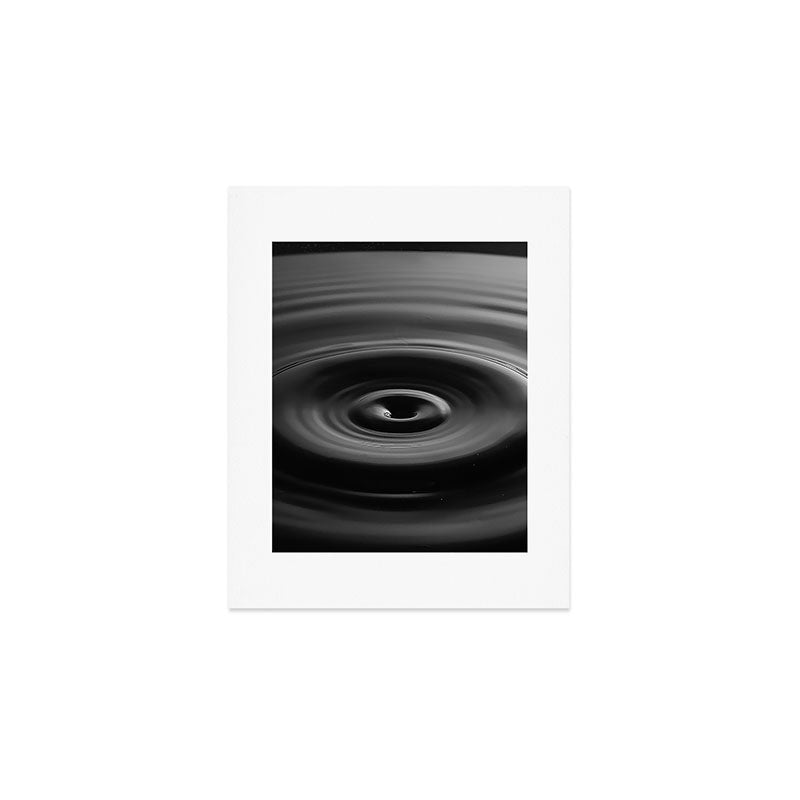 Zen water droplet in pool of water black and white inspirational photograph art print Art Print Gallery Image 1