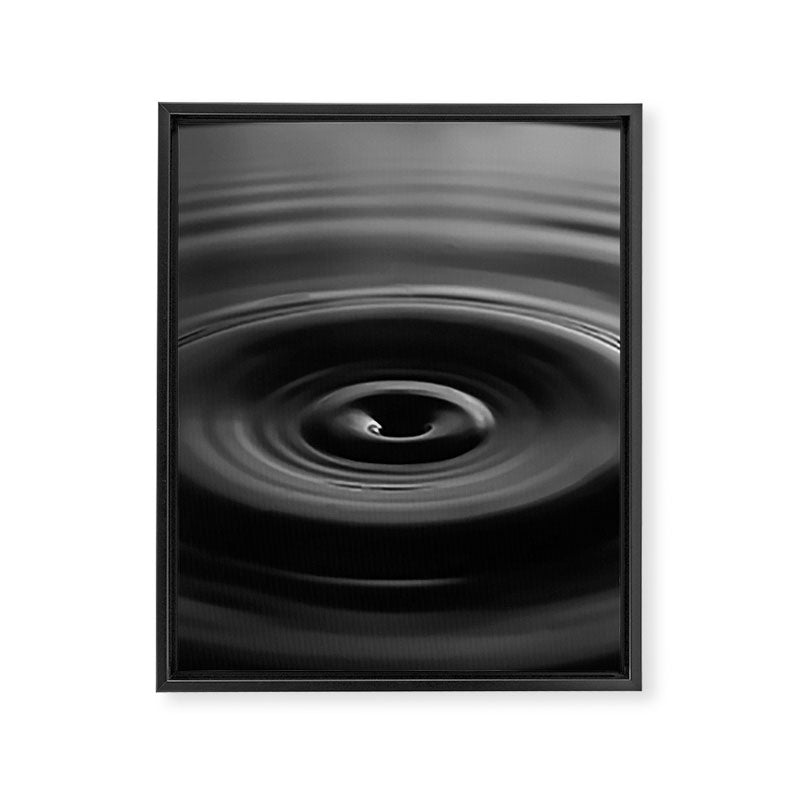 Zen water droplet in pool of water black and white inspirational photograph art print Framed Canvas Print Gallery Image 6