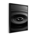 Zen water droplet in pool of water black and white inspirational photograph art print Framed Canvas Print Gallery Image 2