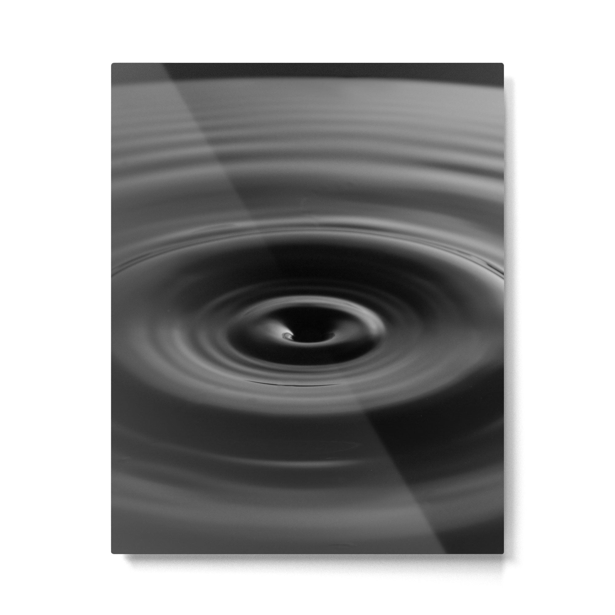Zen water droplet in pool of water black and white inspirational photograph art print Metal Print Gallery Image 4
