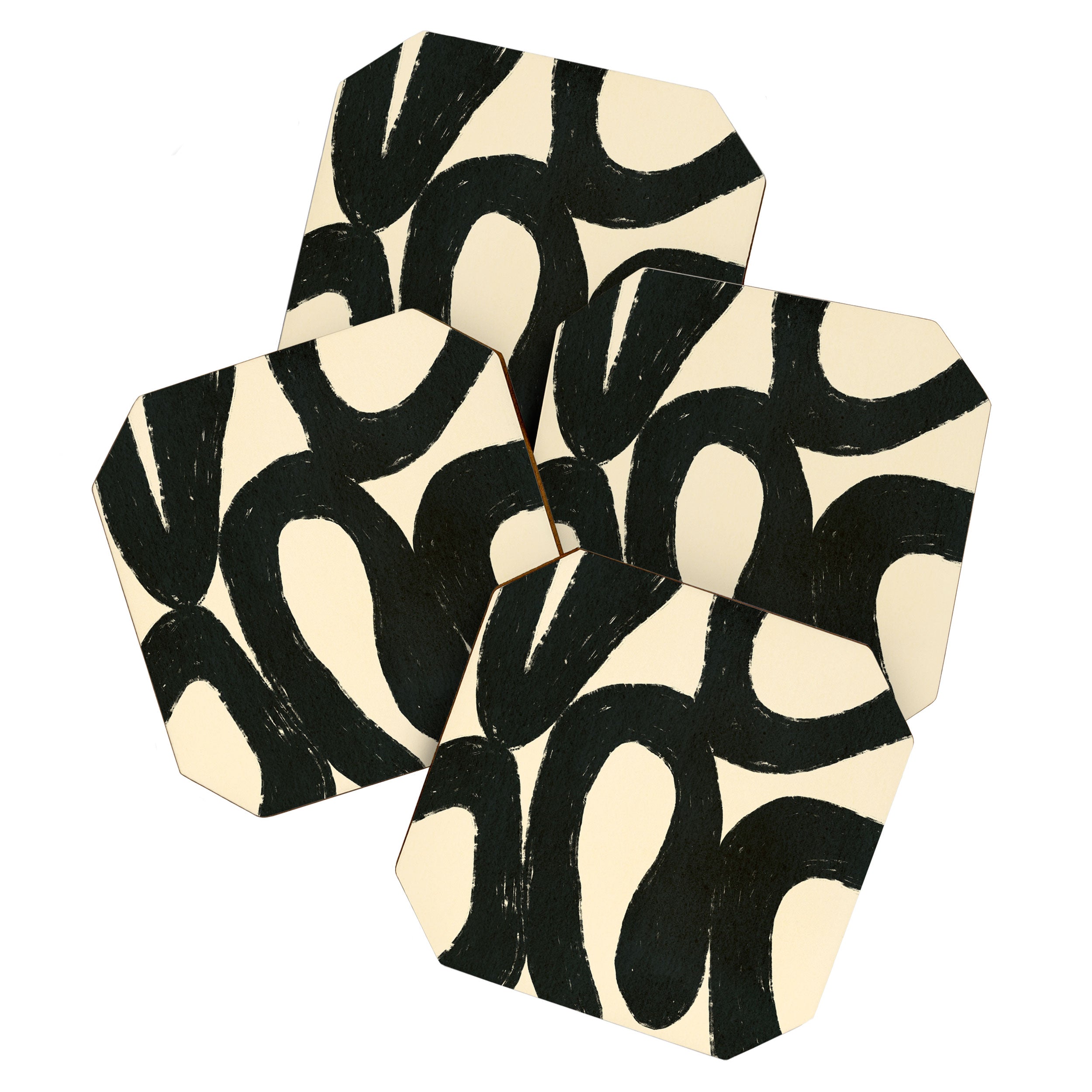 Abstract black shapes pattern N01 Coaster Gallery Image 1