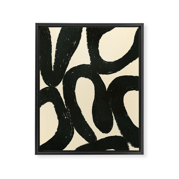 Abstract black shapes pattern N01 Framed Canvas Print Gallery Image 1