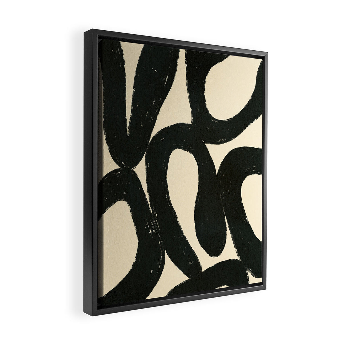 Abstract black shapes pattern N01 Framed Canvas Print Gallery Image 2