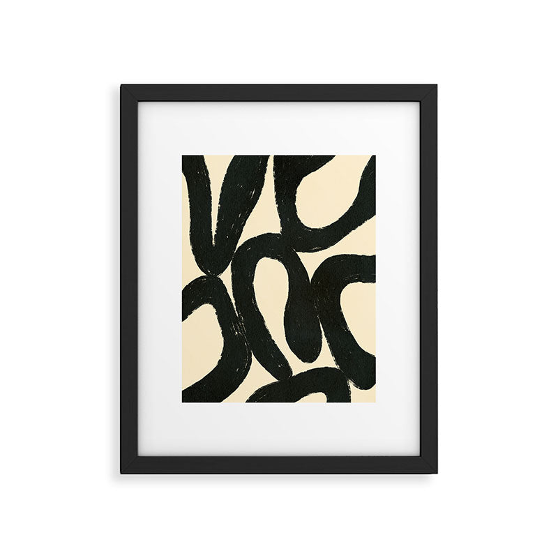 Abstract black shapes pattern N01 Framed Art Print Gallery Image 5