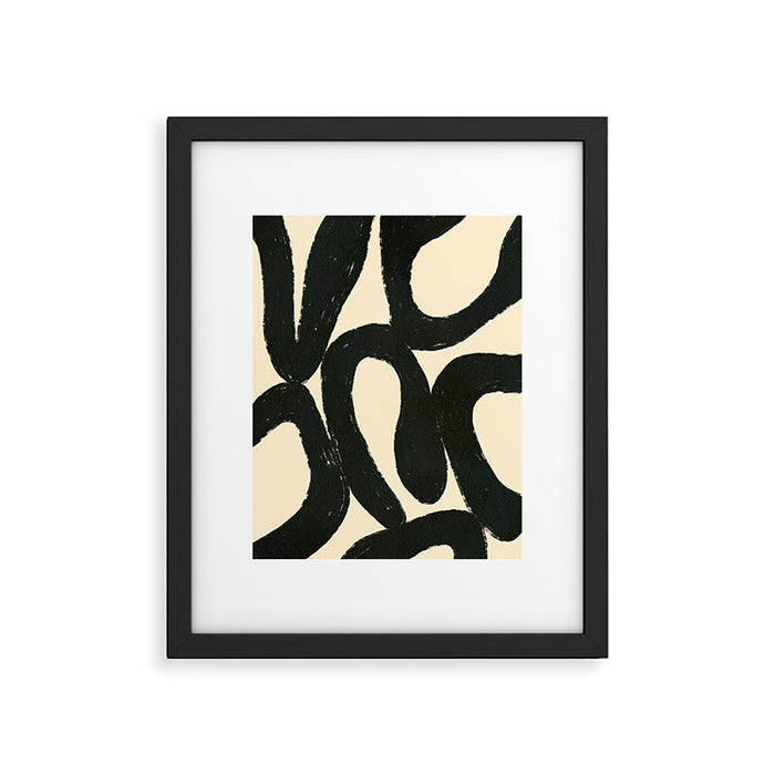 Abstract black shapes pattern N01 Framed Art Print Gallery Image 1