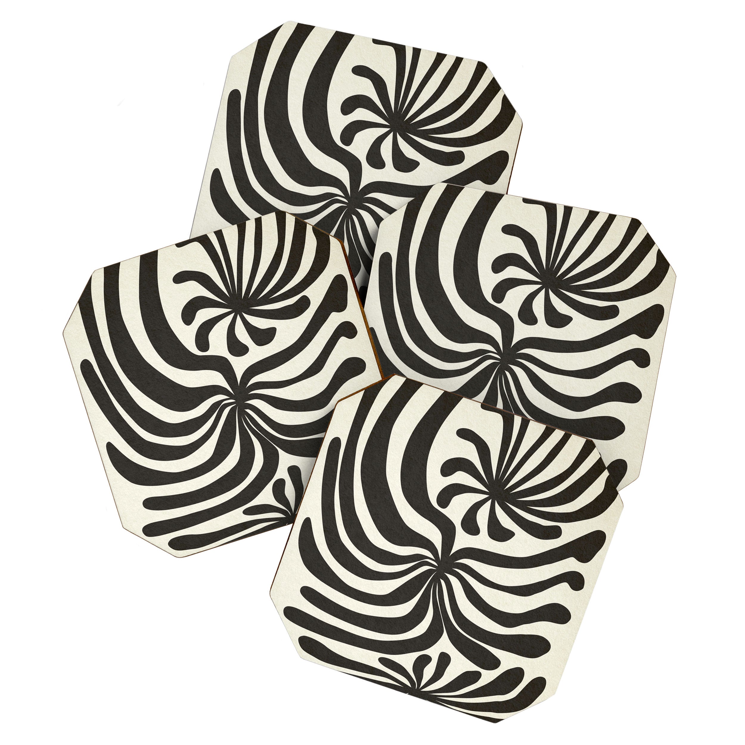 abstract blossom flower-black Coaster Gallery Image 1