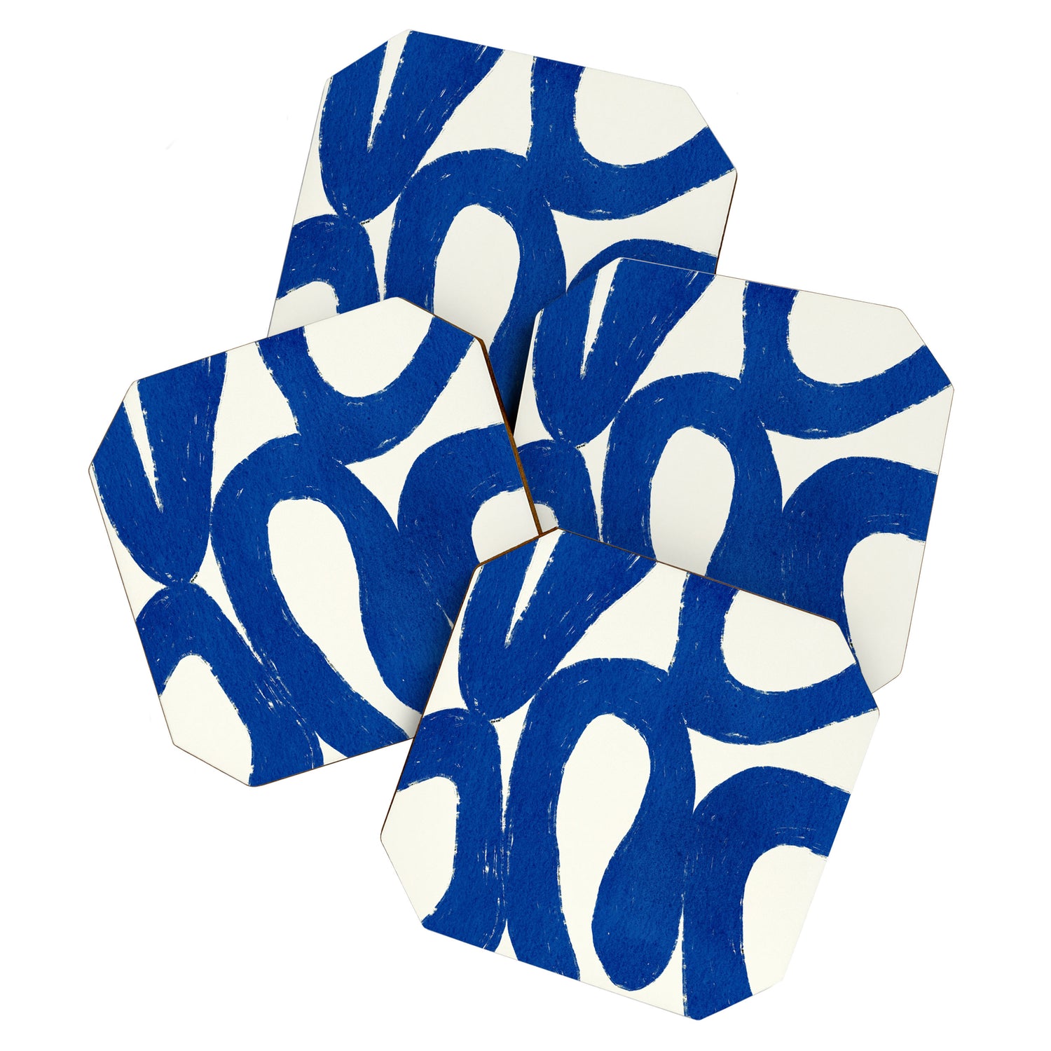 Abstract blue shapes pattern N02 Coaster Gallery Image 1