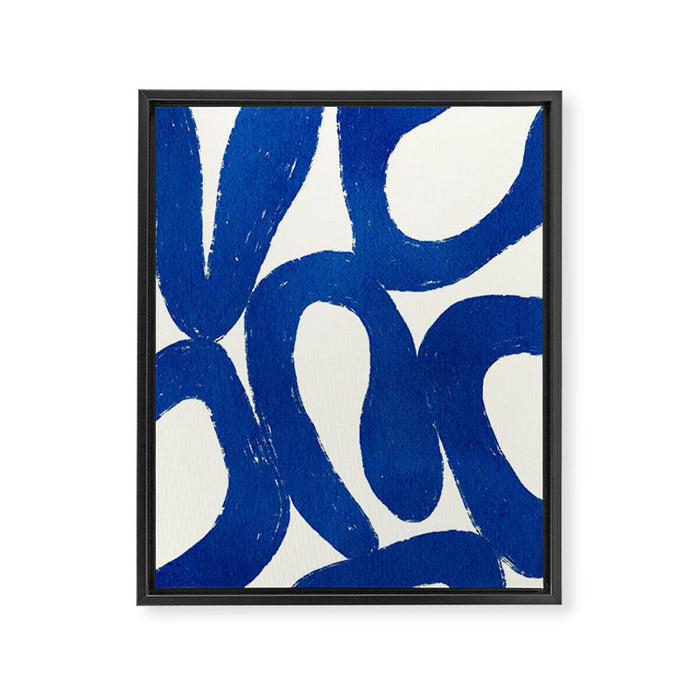 Abstract blue shapes pattern N02 Framed Canvas Print Gallery Image 1