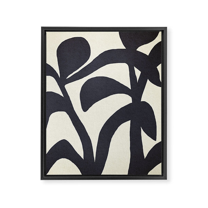 Abstract botanical - black  Framed Canvas Print Gallery Image 1