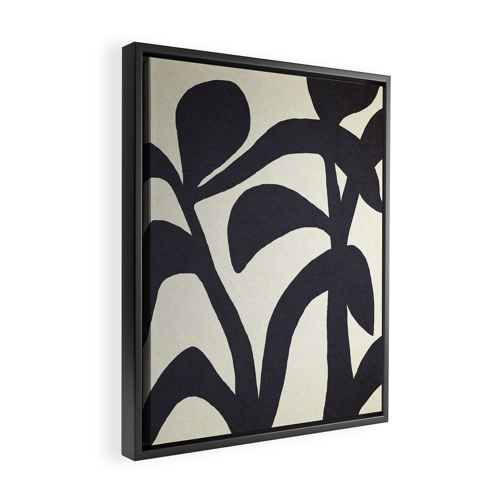 Abstract botanical - black  Framed Canvas Print Gallery Image 2
