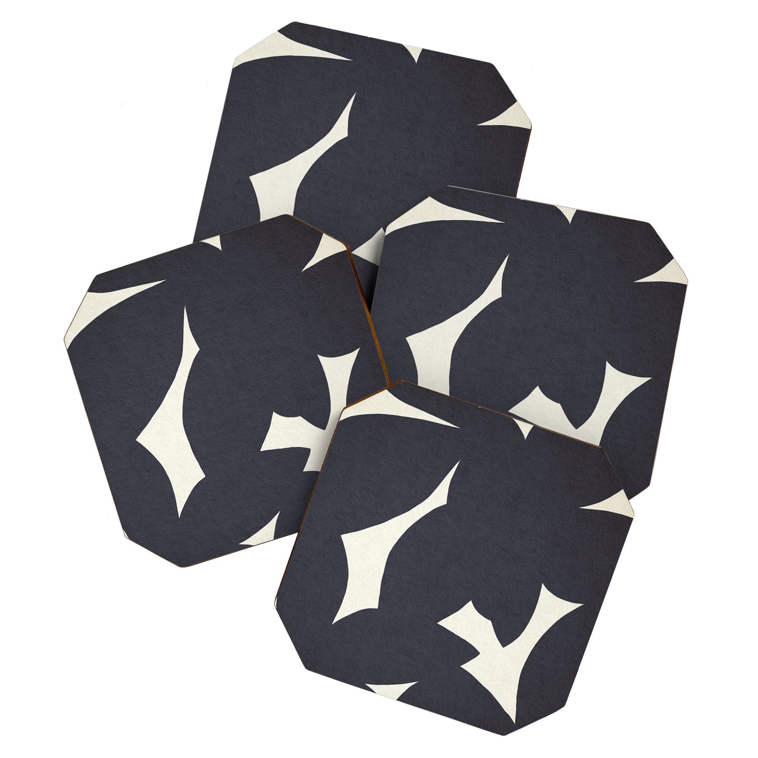 Abstract botanical black leaves Coaster Gallery Image 1