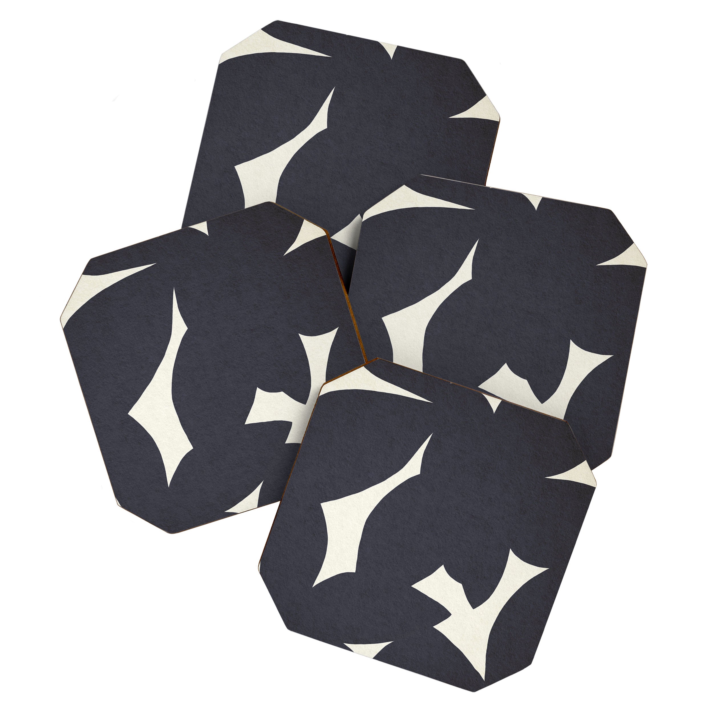 Abstract botanical black leaves Coaster Gallery Image 1