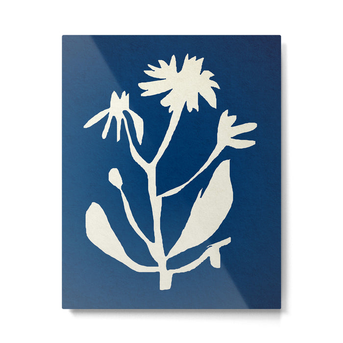 abstract botanical- blue flower Metal Print Gallery Image 1