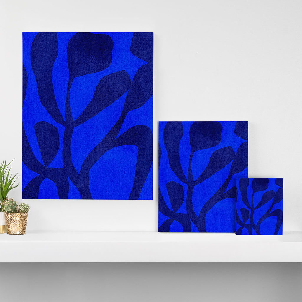 Abstract botanical- blue garden Canvas Print Gallery Image 3
