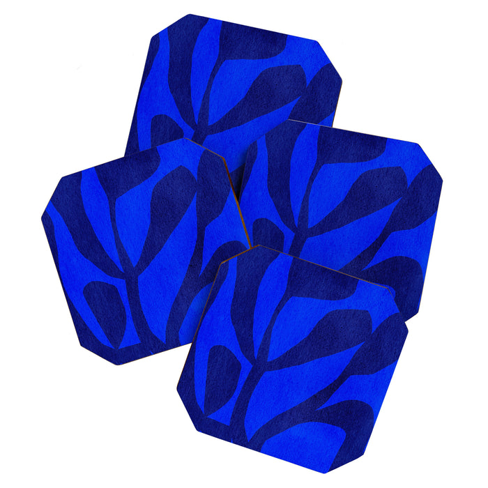 Abstract botanical- blue garden Coaster Gallery Image 1