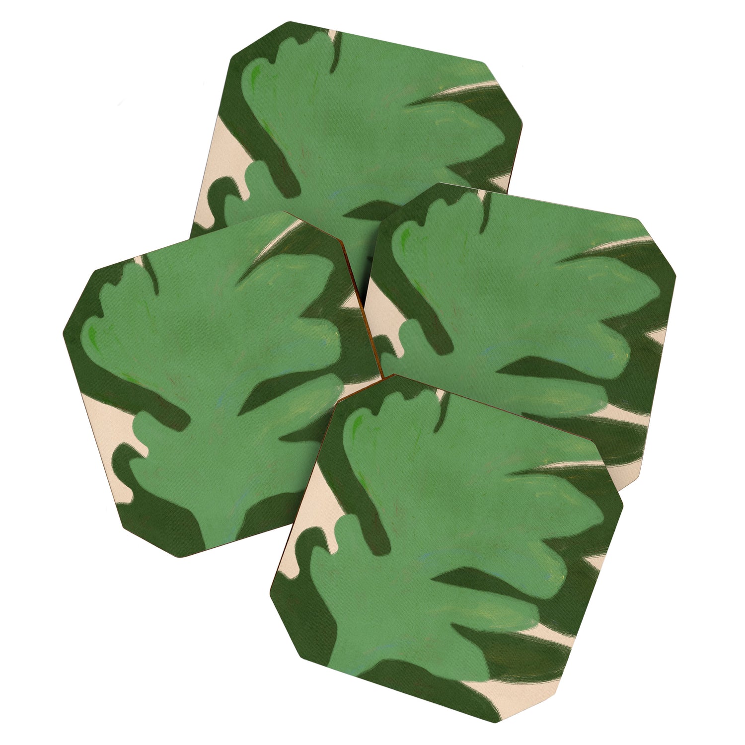 Abstract botanical- Leaf green  Coaster Gallery Image 1