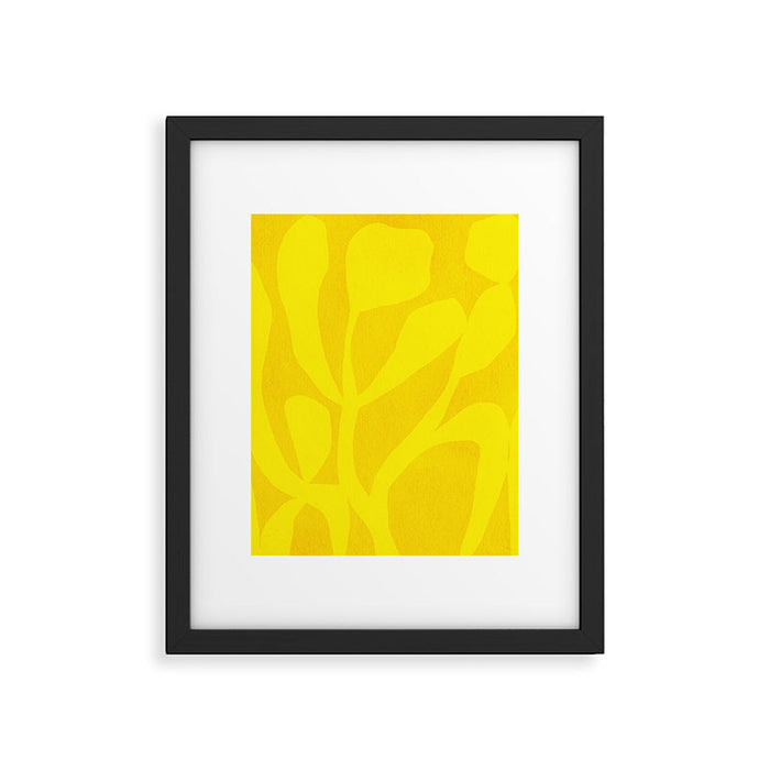 Abstract botanical- yellow gold  Framed Art Print Gallery Image 1
