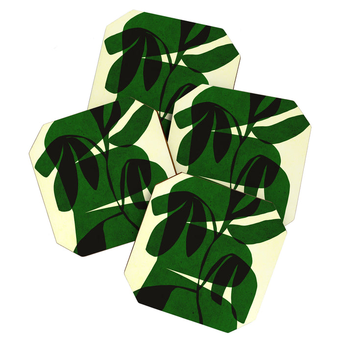 Abstract botanical-green shape  Coaster Gallery Image 1