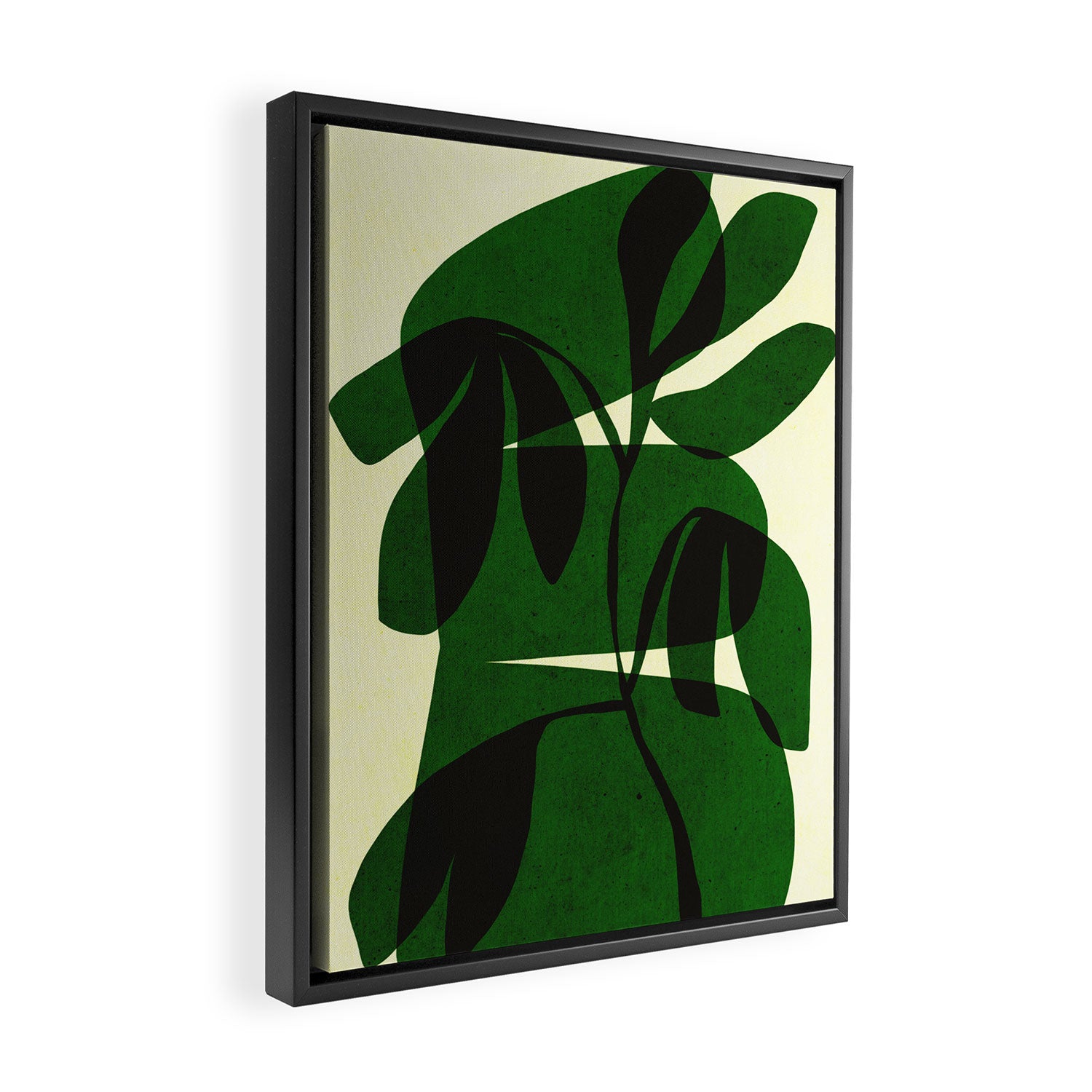 Abstract botanical-green shape  Framed Canvas Print Gallery Image 2