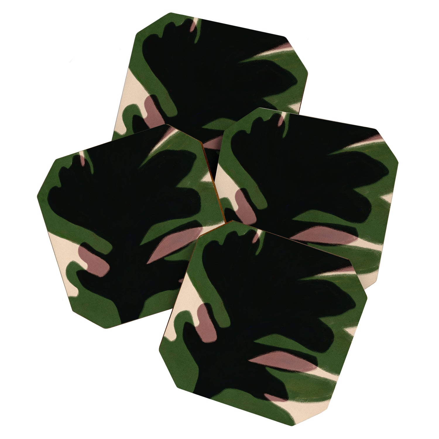 Abstract botanical-Leaf black  Coaster Gallery Image 1